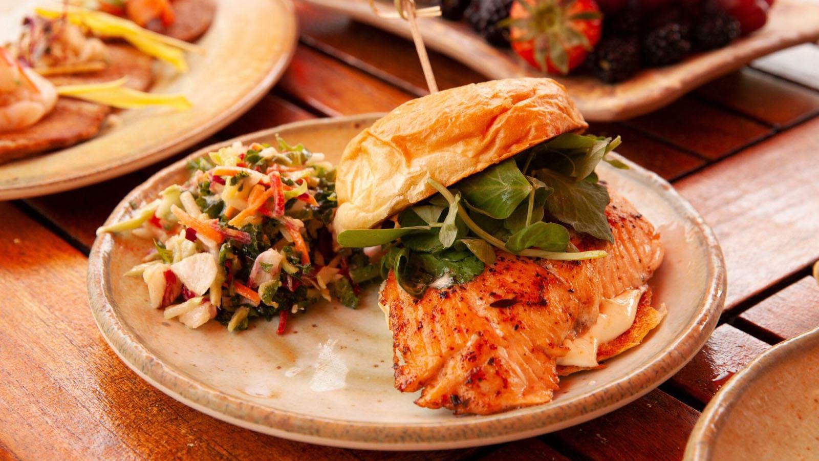 Garden Bistro signature dishes Menu changes seasonally. Known for fresh salads, wood-fired pizzas, and entrees featuring produce from the garden.